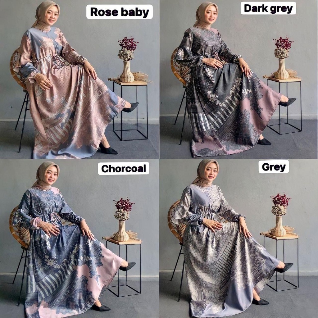 Laudya Dress - Gamis Terbaru Dior Silk Premium Dress Wanita Lengan Panjang Maxi Dress Kekinian LD 11