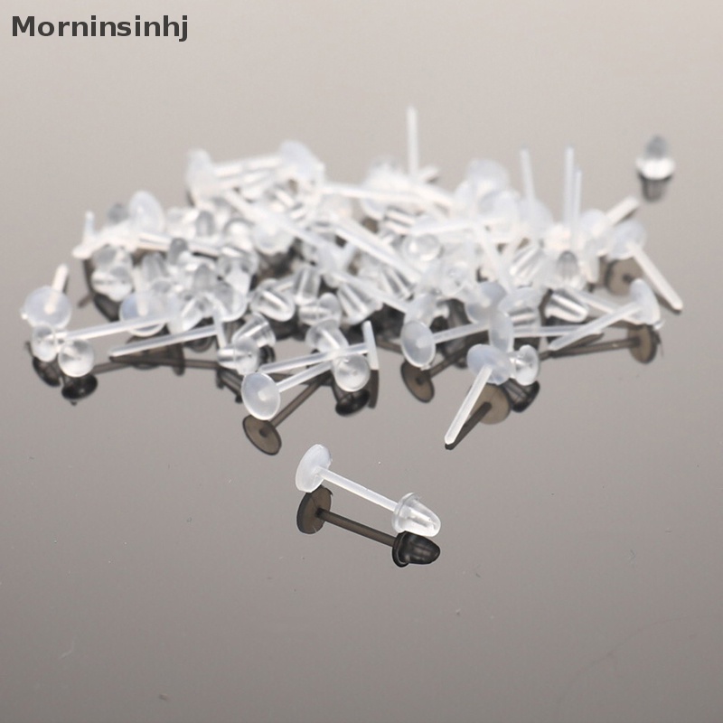 Mornin 50 /200Pcs Invisible Plastik Lembut Silikon Karet Alas Anting Pin Stud Earring id