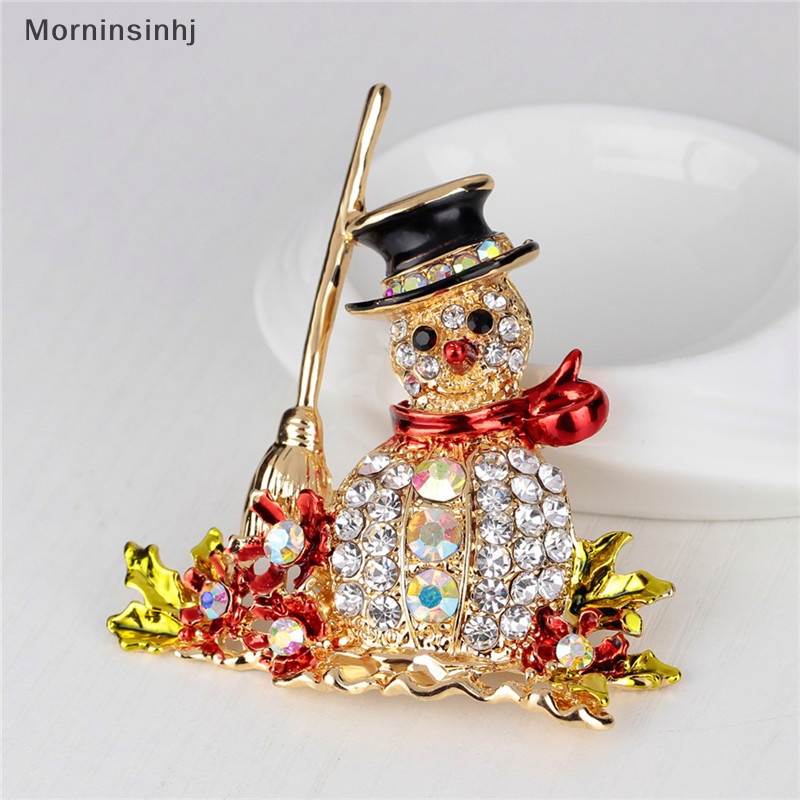 Mornin Panas Gaya Baru Indah Ctystal Berlian Imitasi Natal Snowman Bros Pin Xmas GiftsHot FashionStyle Indah Ctystal id