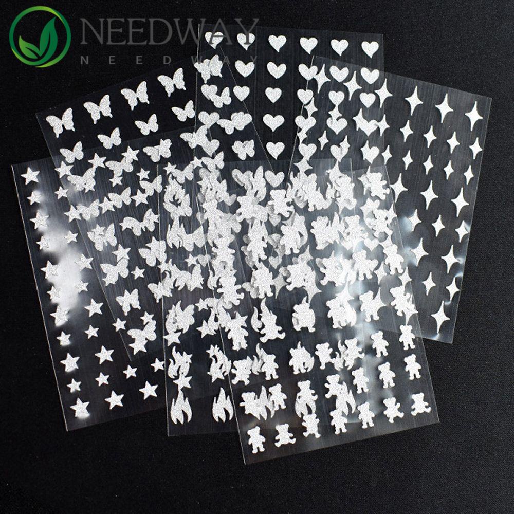 Needway   Stiker Kuku Wanita Korea Kupu-Kupu Bintang Cinta Beruang DIY Nail Decals