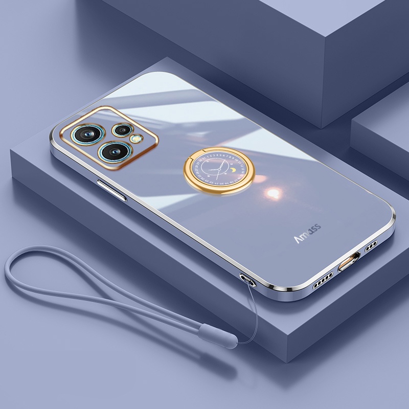 Andyh Casing Ponsel Silikon Ultra Tipis Untuk OPPO Realme9 4G Realme 9 Pro+Realme V25 Deluxe Perlindungan Jatuh Band Emas Dengan Jam Cincin Dan Lanyard Gratis