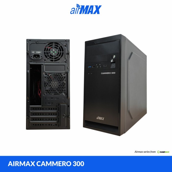 Casing Airmax Cammero 300 Micro-ATX PC Case with 500W Power Supply