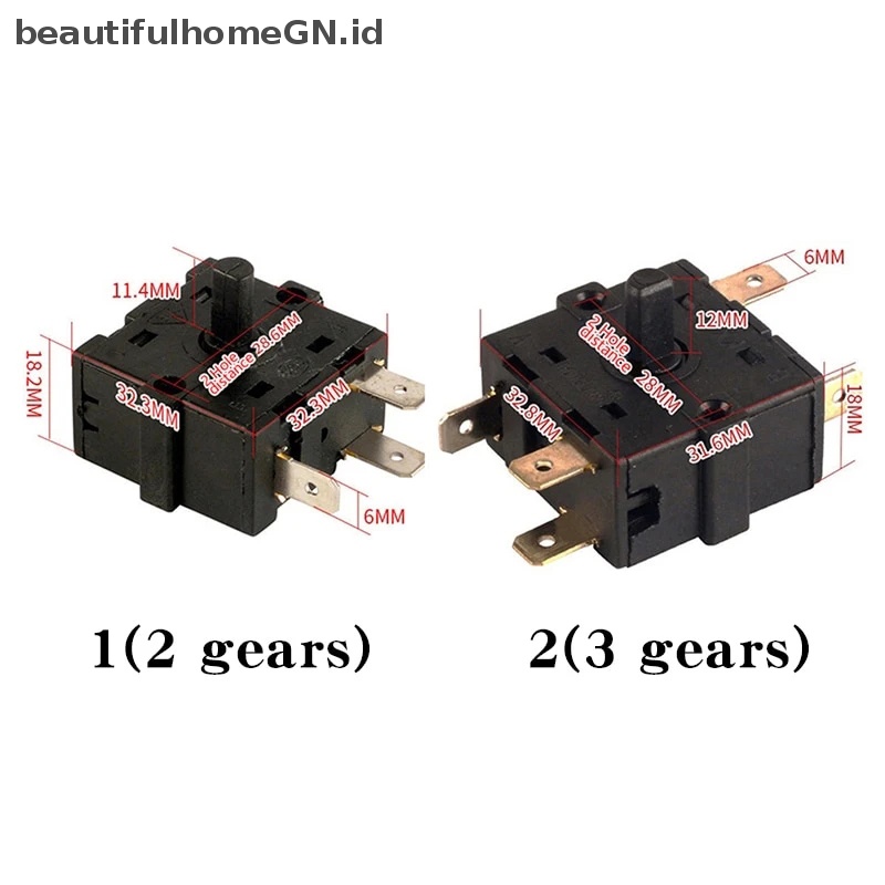{Cantik} Selector Saklar Putar 3/5 Pin 2/4posisi AC 250V 16A Pemanas Ruangan Listrik~