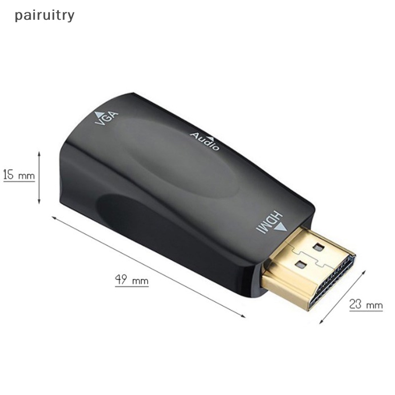 Prt HDMI-compatible Male to VGA Female Adapter Konverter Kabel Audio FHD 1080P 720P 480P PC Laptop TV Box Komputer Display Proyektor PRT