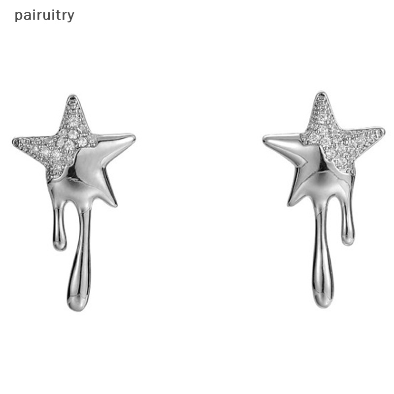 Prt Fashion Zirkon Lava Star Stud Earrings Desain Trendi Temperamen Korea Anting Kepribadian Sederhana Untuk Wanita Perhiasan PRT