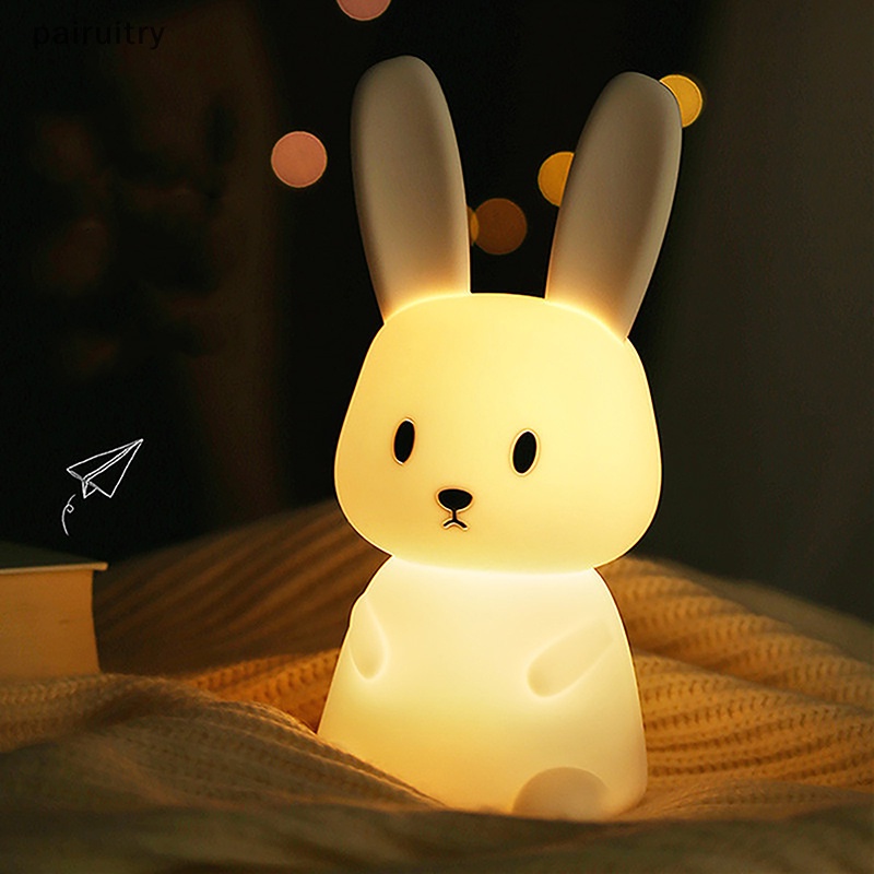 Prt Lampu Tidur Silikon Lucu Kelinci Paus Kucing Sensor Sentuh Rechargeable Kamar Tidur PRT