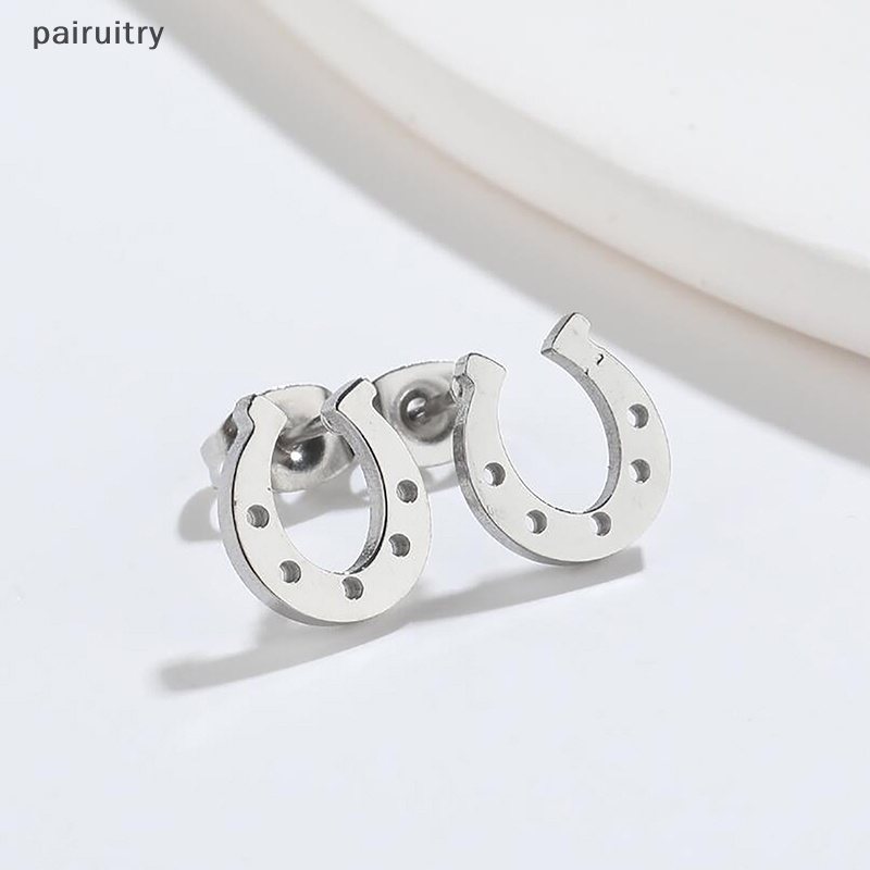 Prt 1pasang Anting Tusuk Bentuk U Bahan Stainless Steel Minimalis Horse Shoe Earing PRT
