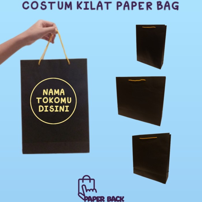 

Paperbag Hitam Soft Karton Custom Logo Olshop / Paper Bag Cetak Nama