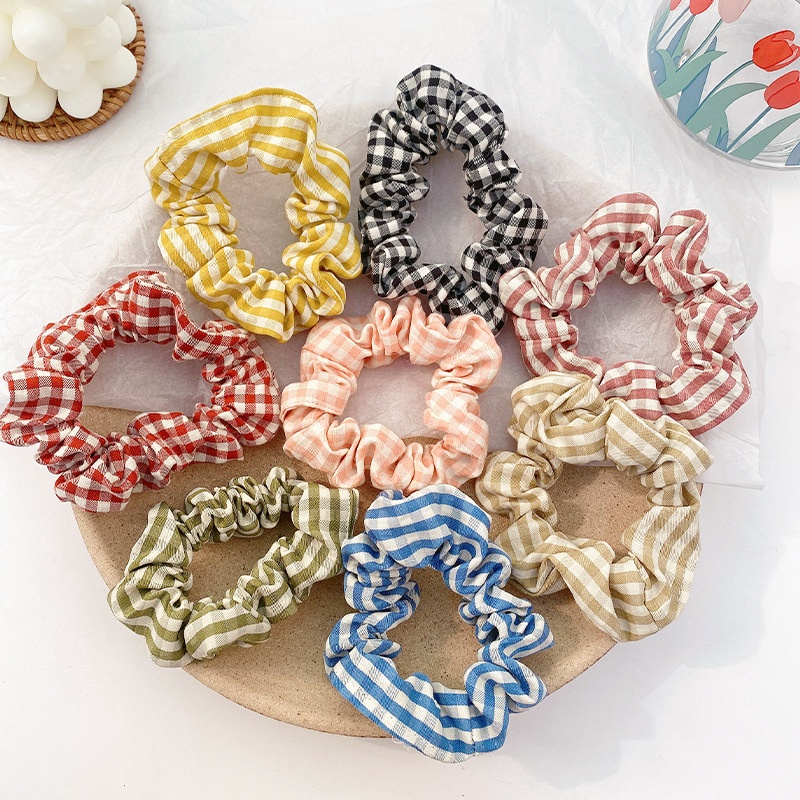 TIKTOK - D6117 Scrunchie Kunciran Rambut Motif Petak / Ikat Rambut Gaya Korea / Scrunchie / Hair Tie Fashion / Ikat Rambut Motif Petak F5130