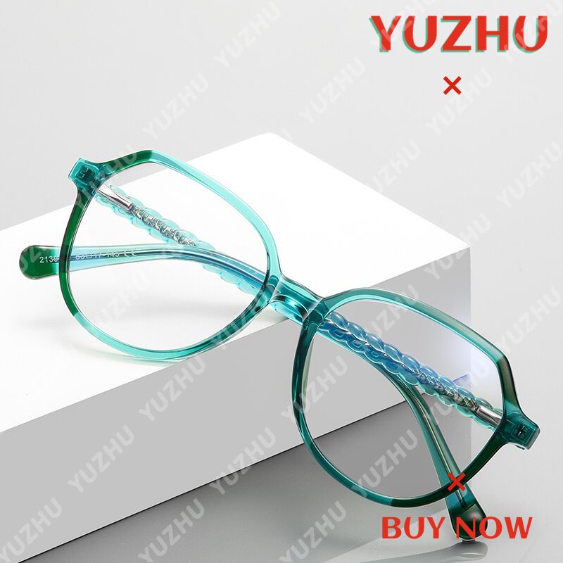 (YUZHU) Ins Trend Kacamata Anti Cahaya Biru Bingkai Kecil Memutar Musim Semi Kuil TR Mortise Temple Eyeglasses Wanita