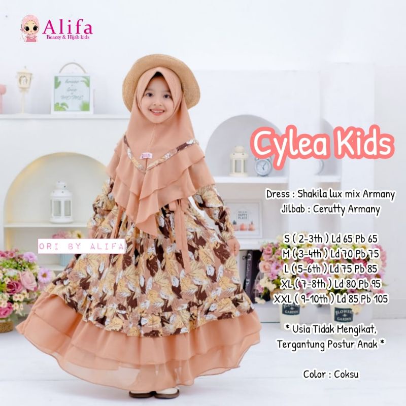 CYLEA SYARI KIDS ORI ALIFA KIDS | Dress+jilbab Anak