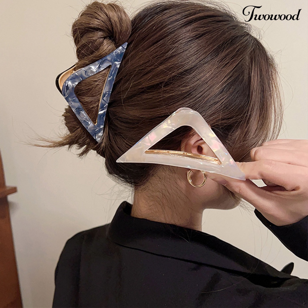 Twowood Wanita Cakar Rambut Bentuk Geometris Berongga Keluar Cakar Kuat Anti-slip Tepi Halus Klip Penjepit Rambut Gripper Rambut Perlengkapan Dekorasi