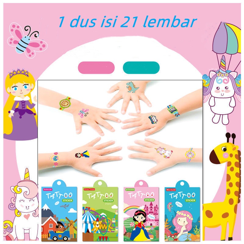 

21 pcs Kids Stiker Tato/Anak Stiker Tato Sementara/Lucu Stiker Tato/Desain Karakter Anak Stiker Tato