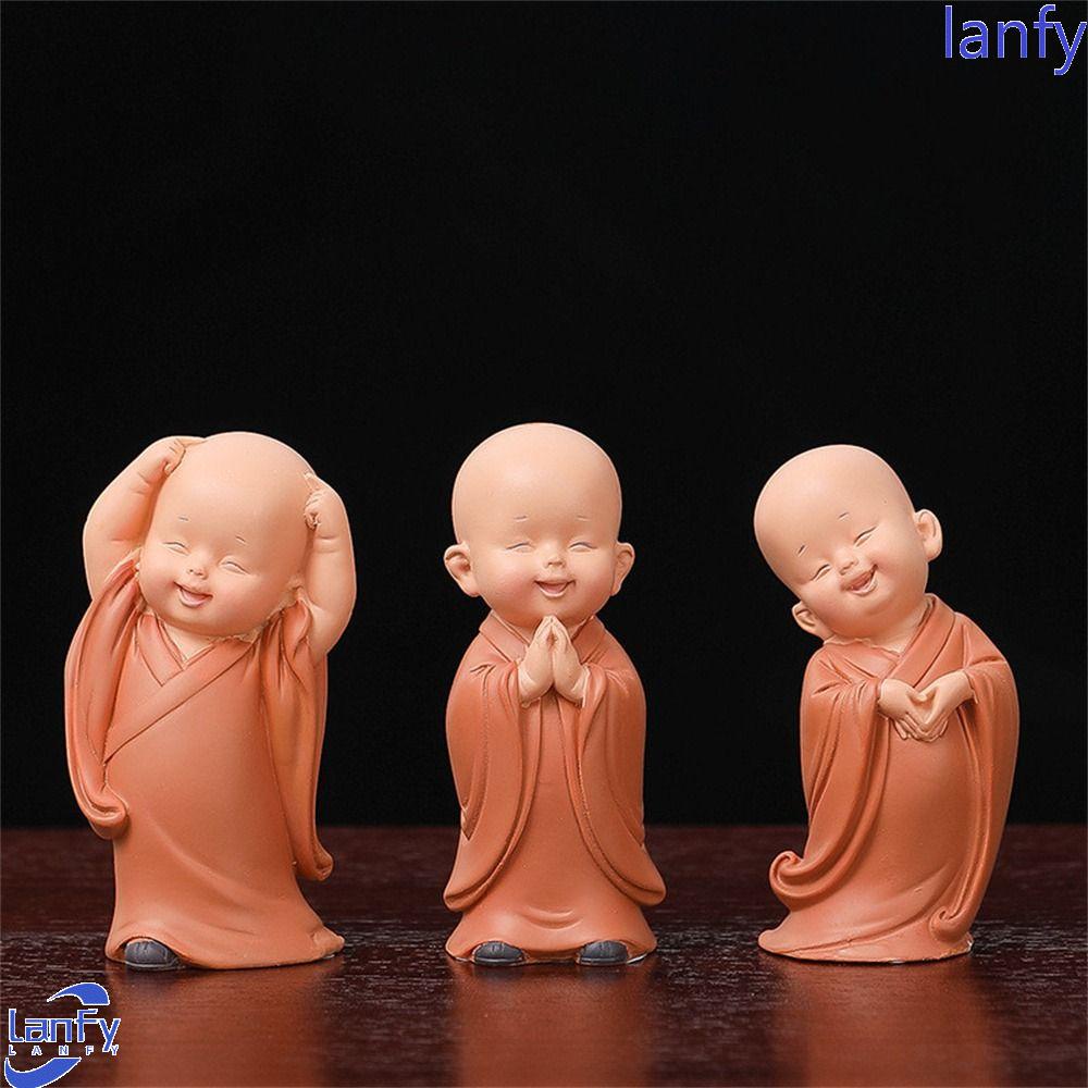 Lanfy Status Monk Kecil Kreatif Dekorasi Rumah Agama Buddha Mobil Ornamen Meja Miniatur Mobil Dekorasi Monk Ornament