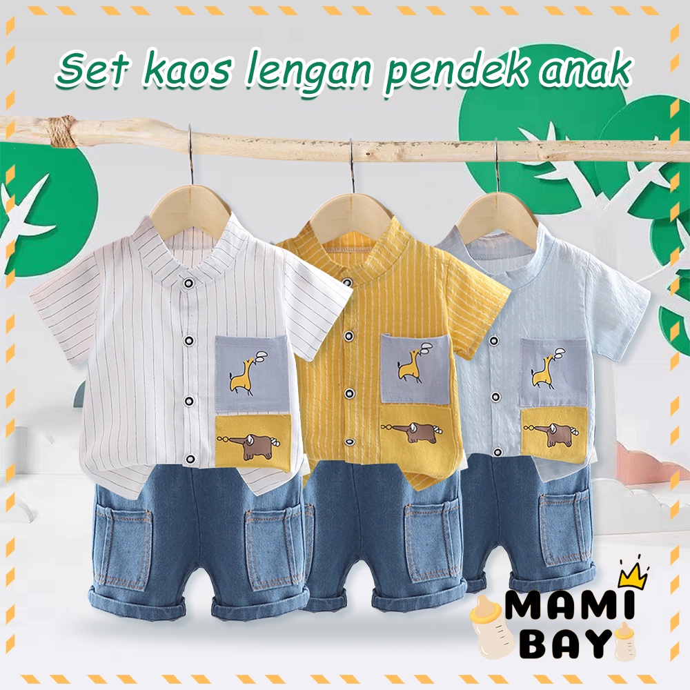 Mamibayi Piyama Lengan Pendek Import Baju Bayi Setelan Motifi Lucu Stelan Anak Bayi Import