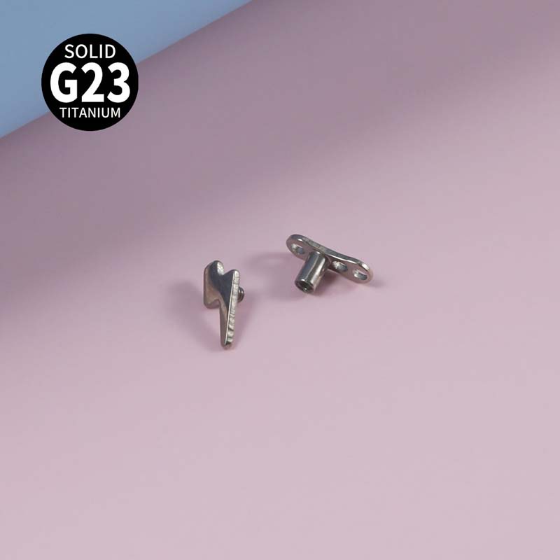1biji G23 Titanium Surgical Steel Micro Dermal Anchor Facial Body Piercings Ulir Internal Tetesan Air Pencahayaan Bintang Bentuk Bulan