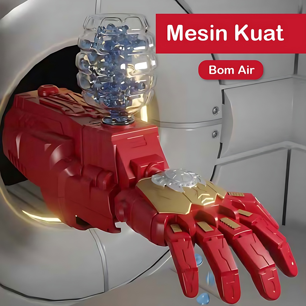 Tangan Robot Ironman Elektrik Menembak Air | Mainan Anak Laki Laki Robot Robotan B/O | Hadiah Ulang Tahun Anak Cowok