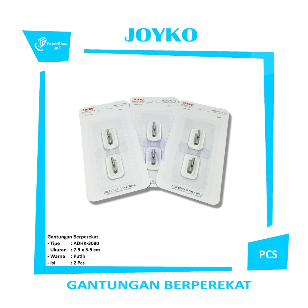 Joyko Adhesive Hook ADHK - 3080 - Cantolan serba guna - Pcs