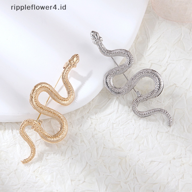 {rippleflower4.id} Tren Mode Baru Hewan Vintage Logam Ular Bros Desain Unik Temperamen Warna Emas Ular Bros Pin Hadiah Kerah Aksesoris Lencana~