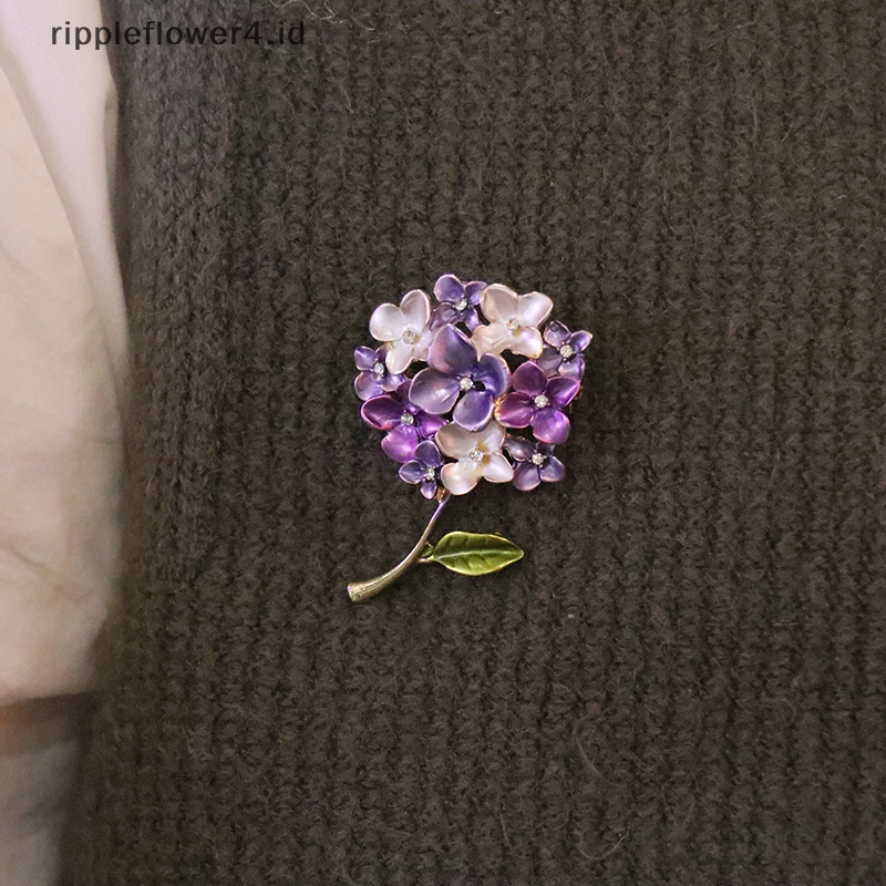 {rippleflower4.id} Kreatif Sastra Hydrangea Tanaman Bunga Bros Wanita Barat Pin Sweater Bros Perhiasan Aksesoris~