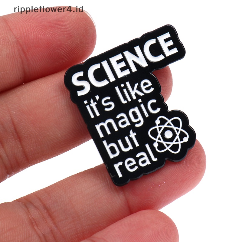 {rippleflower4.id} 1pc Science is Magic Enamel Pin Bros Tas Kerah Pin Hitam Putih Badge Jewelry~