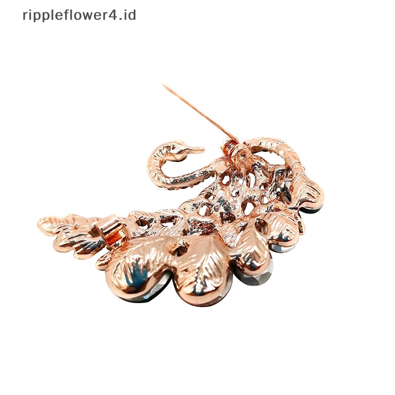 {rippleflower4.id} Bros Fashion Kristal Swan Berlian Imitasi Untuk Wanita Mantel Perhiasan Aksesori Pesta~
