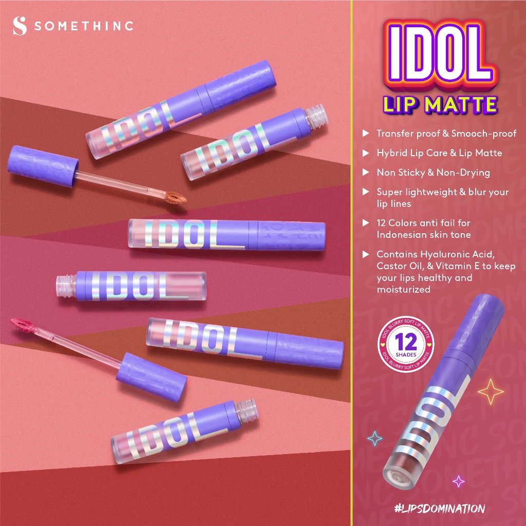 SOMETHINC Idol Blurry Soft Lip Matte - Lip Cream Matte - Lipstik Waterproof Awet dan Tahan Lama