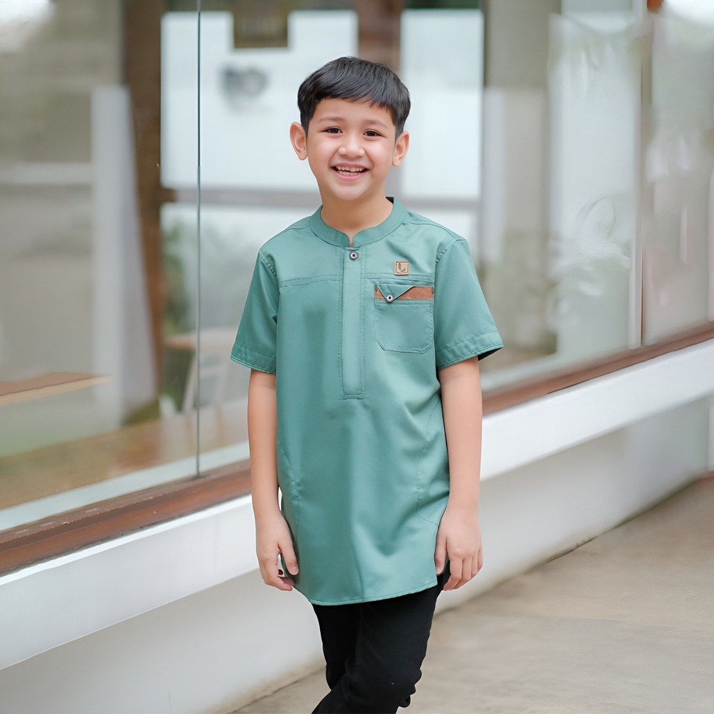 Baju Koko Kurta Anak Pria Muslim Laki - Laki Kualitas Terbaik dengan Harga Terjangkau Lengan Pendek 