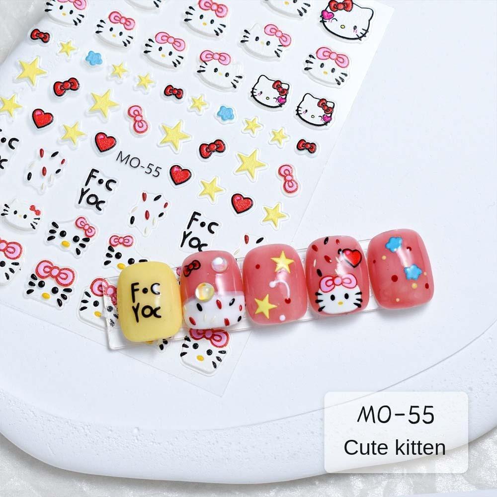 Stiker Kuku Kucing AUGUSTINA Kitty Fashion Manicure Aksesoris Relief Dekorasi Kuku