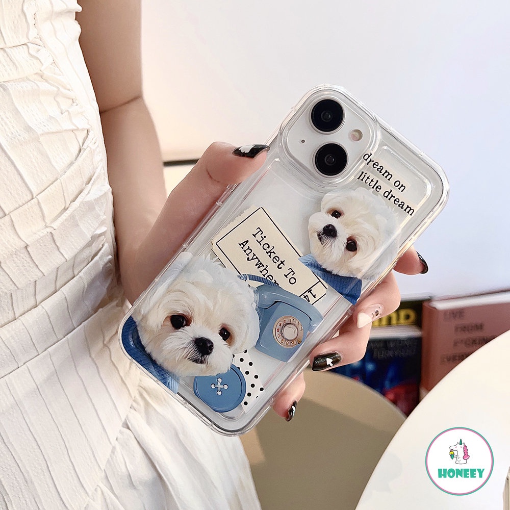 Furry Puppy Case Lucu Untuk Iphone14 13 12 Pro Max Casing iPhone 11 Pro Max XR XS 7 8plus Airbag Shockproof Soft Back Cover