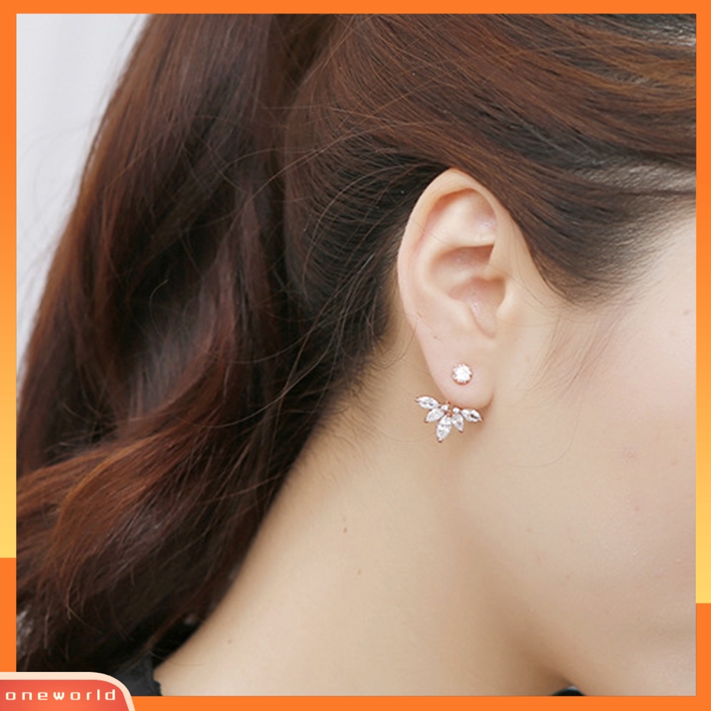 [WOD] 1pasang Nice-looking Ear Studs Paduan Praktis Bentuk Bunga Berlian Imitasi Wanita Anting Perhiasan Aksesori