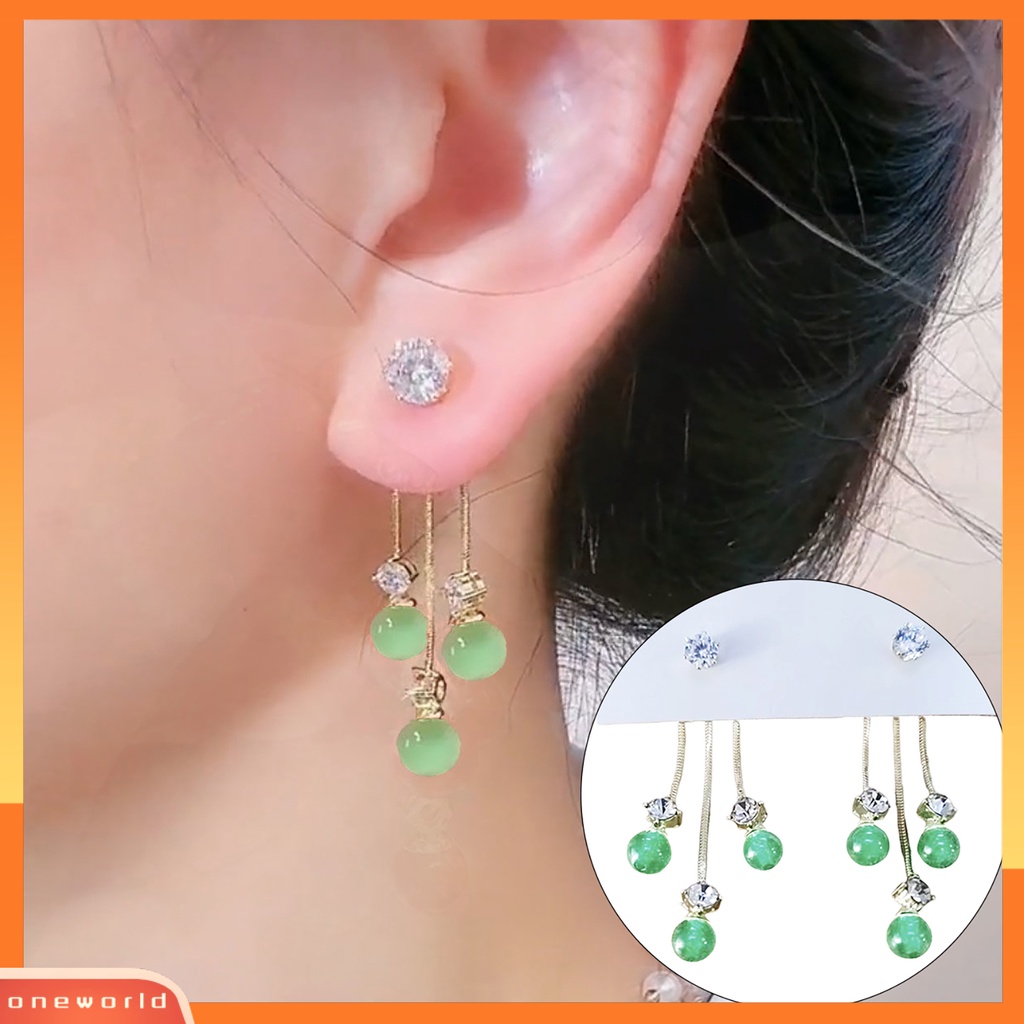 [WOD] 1pasang Anting Menjuntai Anti Alergi Hias Berkilau Wanita Retro Berlian Imitasi Liontin Stud Earrings Untuk Pacaran