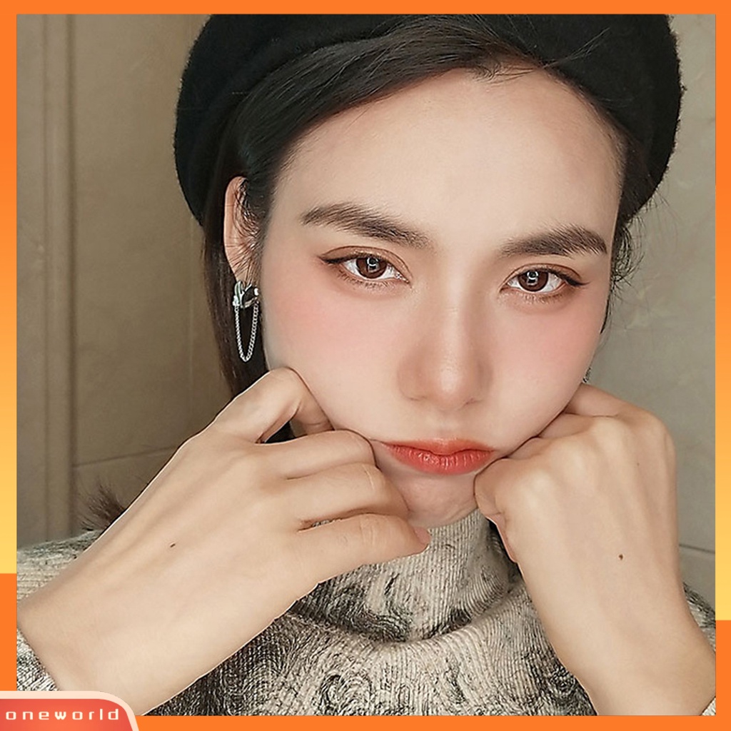 [WOD] 1pc Wanita Anting Bentuk Hati Berkilau Punk Rumbai Rantai Menjuntai Anting-Anting Perhiasan Fashion