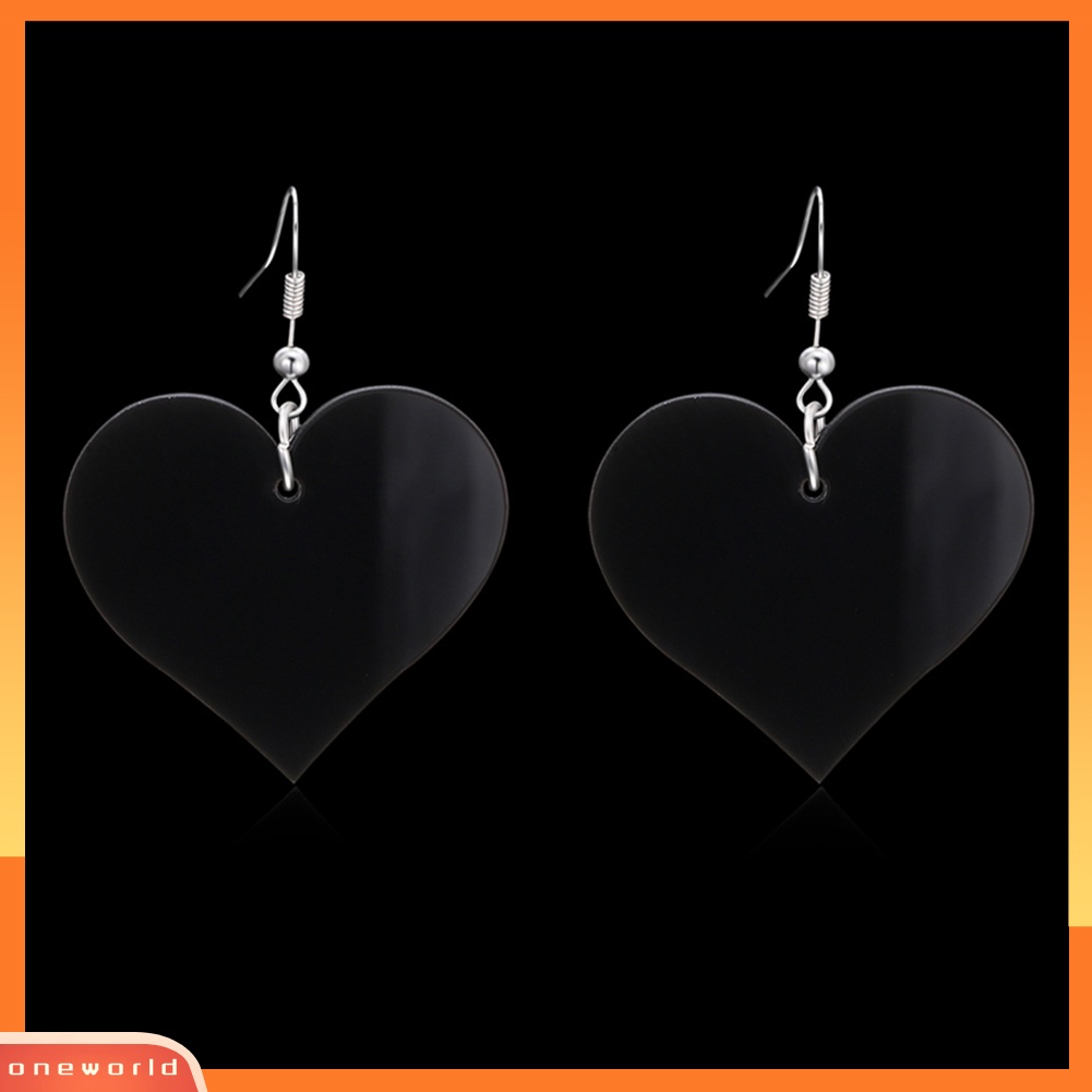 [WOD] Fashion Wanita Bentuk Hati Liontin Menjuntai Akrilik Drop Hook Anting Perhiasan