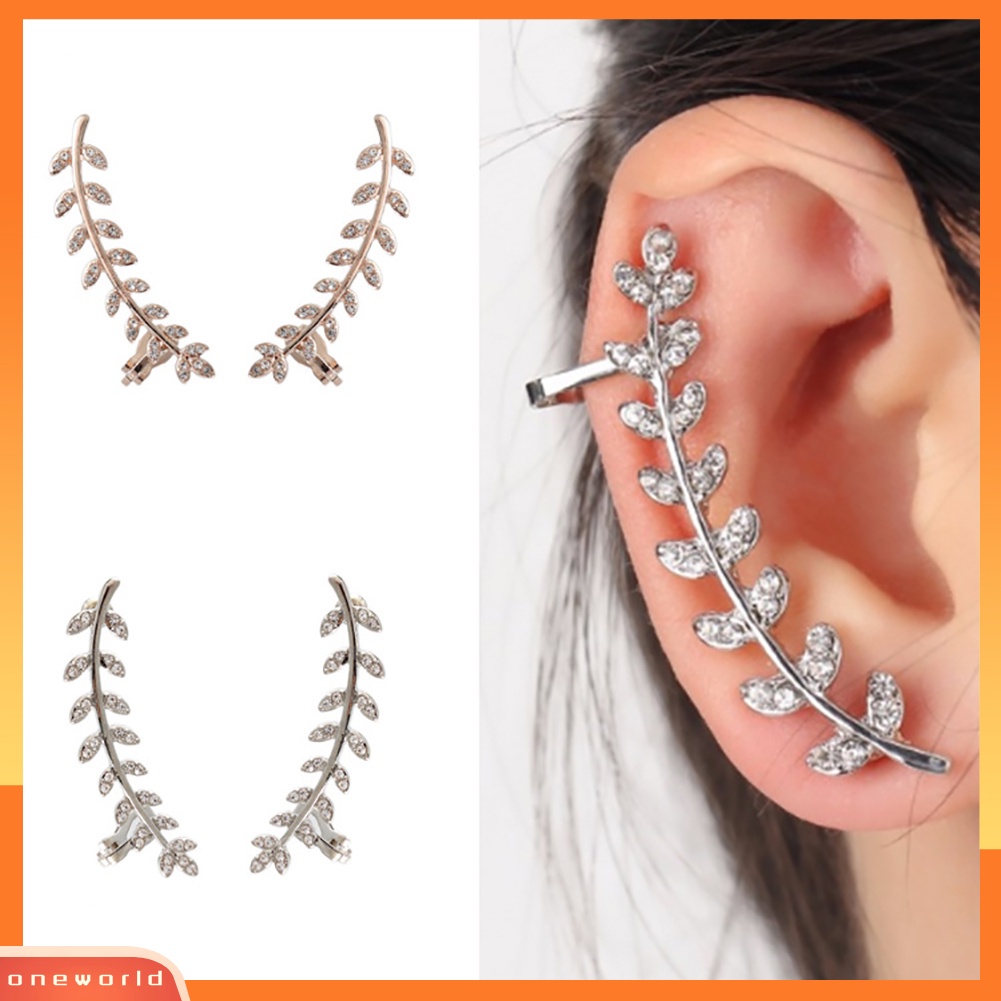 [WOD] Lady Mode Cabang Berlian Imitasi Pesona Stud Anting Perhiasan Pernikahan Ear Jacket