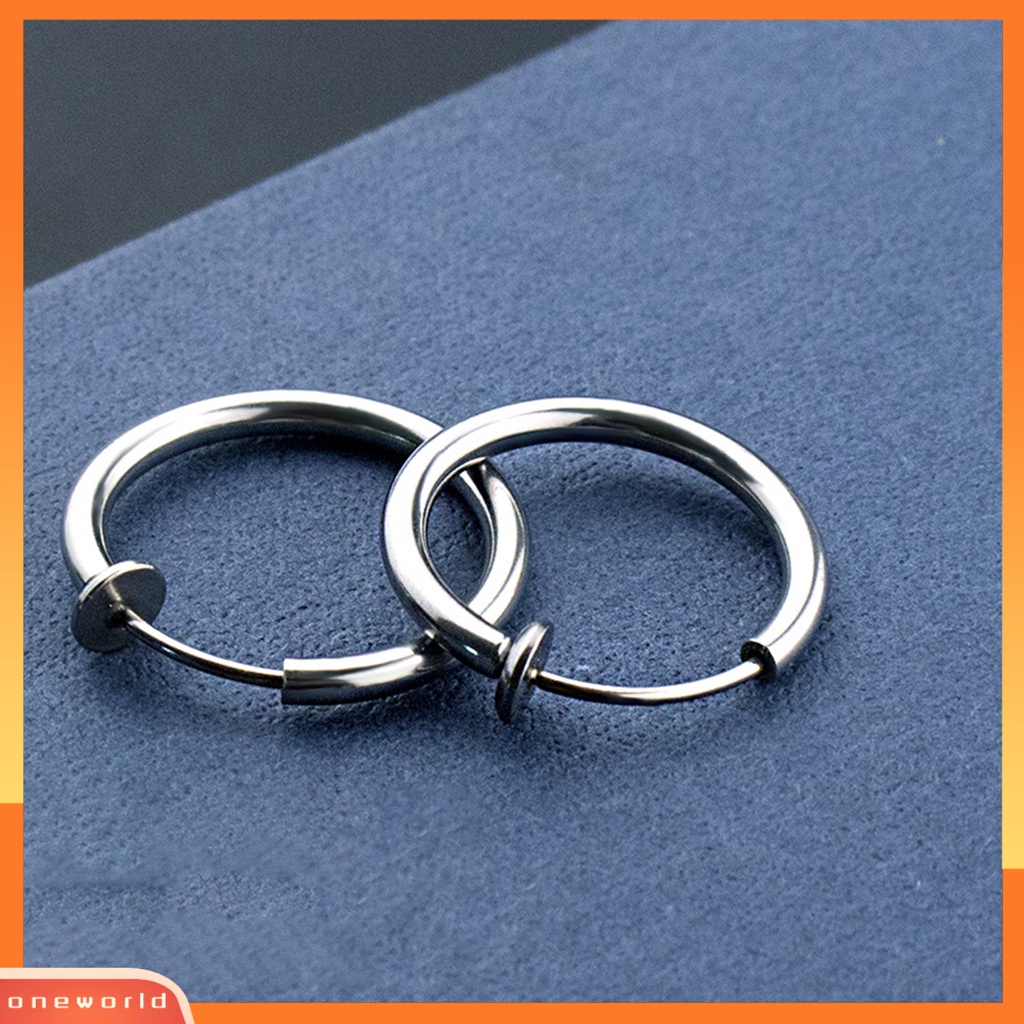 [WOD] 1pc Unisex Keren Anting Bulat Non Tindik Telinga Hoop Earring Clip Untuk Pakaian Sehari-Hari