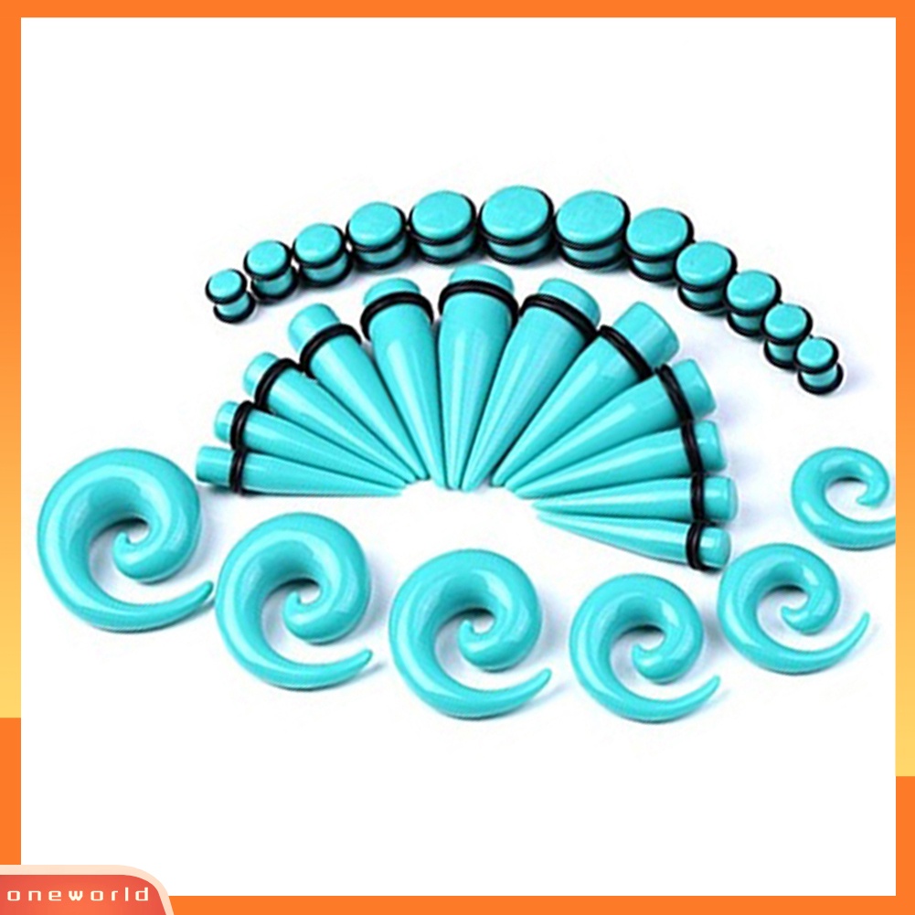 [WOD] 30pcs Spiral Tapers Plug Big Gauges Kit 10-20mm Turquoise Stretching Set