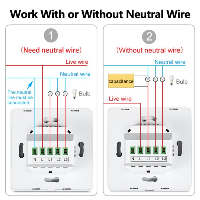 Tuya Saklar Lampu Pintar Wireless WIFI &amp; RF 433Mhz Smart Home