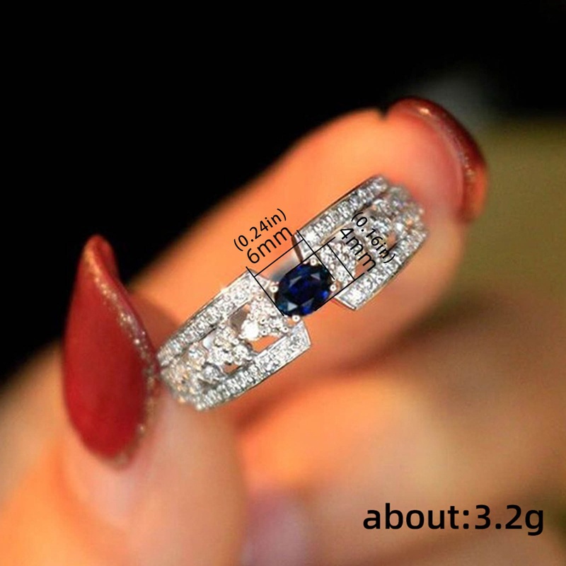 Fashion Perempuan Cincin Tembaga Dengan Warna Biru Putih Perak Cincin Tipis Aksesoris Pesta Pernikahan Pengantin Estetik Baru Perhiasan