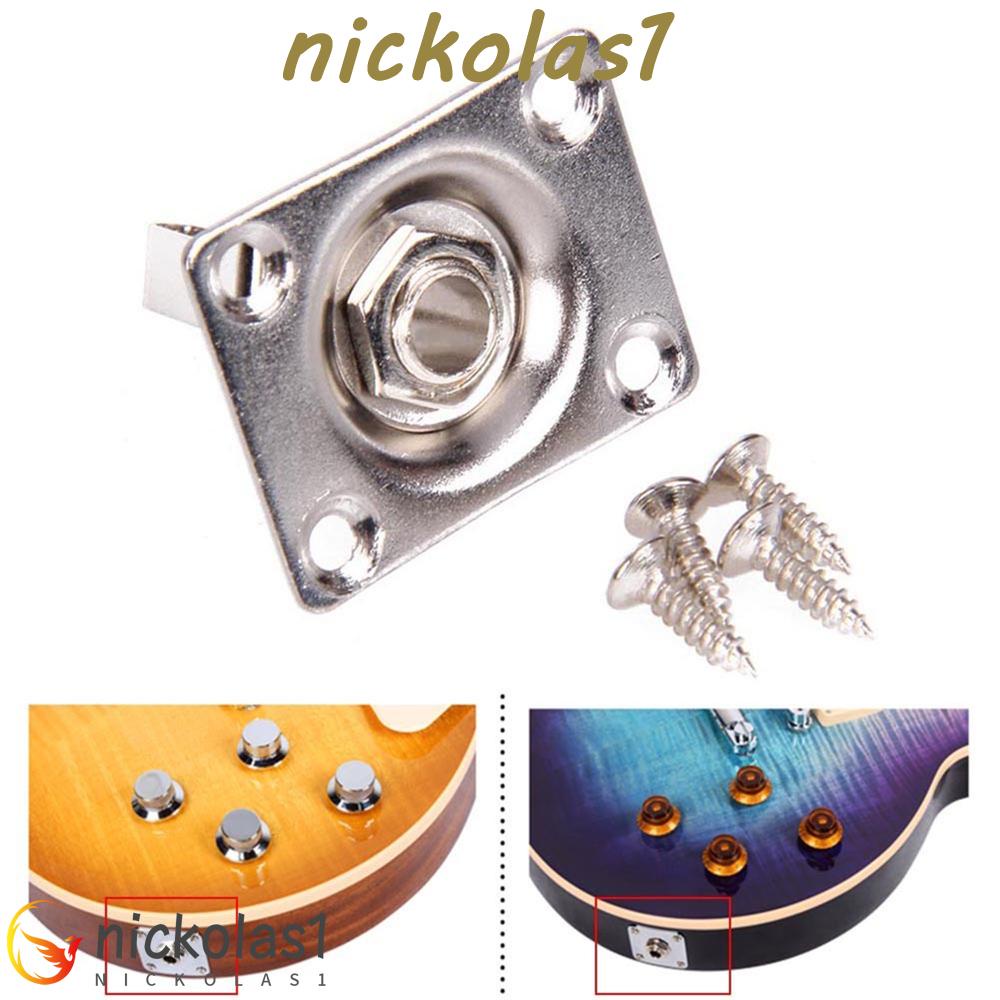 Nickolas1 Stop Kontak Output1/4 (6.35mm) Metal Guitar Replacemnet Bagian Gitar Elektrik Untuk Gitar Listrik Instrumen Senar Jnput Jack