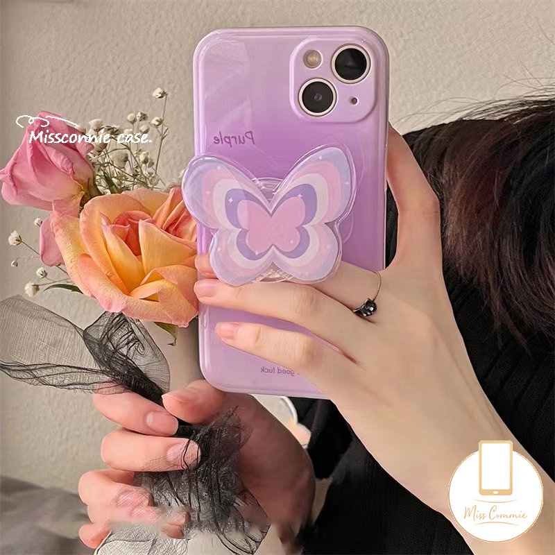 Ins Korea Musim Panas Mode Fantasi Warna-Warni Kupu-Kupu Bracket Ponsel Grip Kartun Beruang Manyo Indah Puppy Kucing Pisang Goreng Universal Scalable Fresh Flower Phone Stand Holder