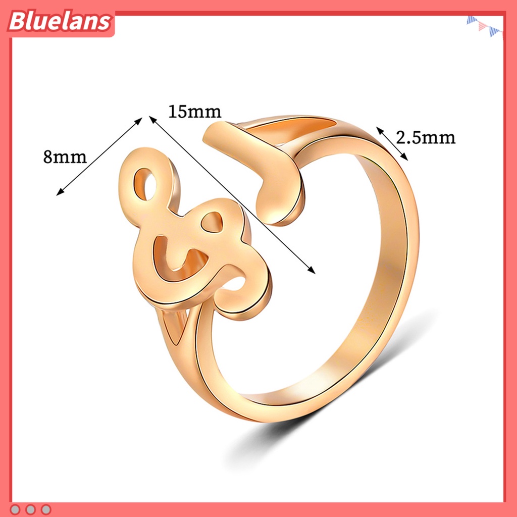 [BLS] 2pcs Cincin Terbuka Electroplating Diproses Desain Pembukaan Berlubang Tahan Tarnish Briliant Finishing Jari Perhiasan Alloy Musik Note Adjustable Cincin Pakaian Pesta