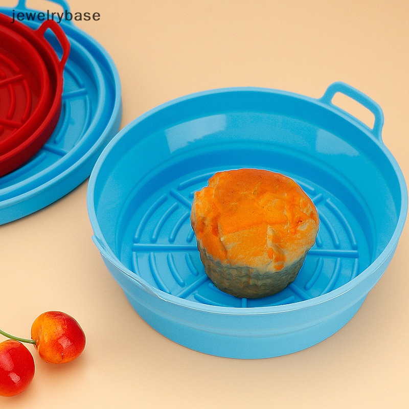 [jewelrybase] Silicone Air Fryer Pot Basket Liners Anti Lengket Lipat Aman Oven Baking Tray Butik