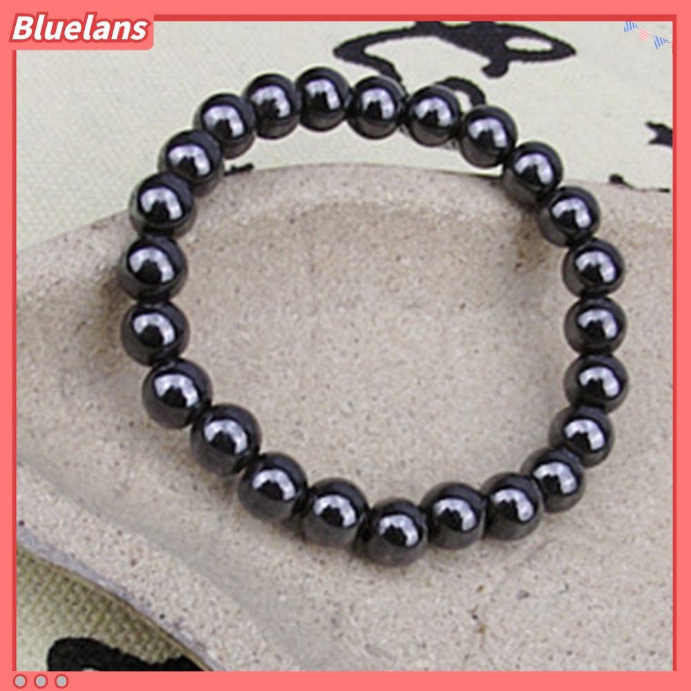 [BLS] Gelang Batu ic Bulat Hitam Fashion Unisex Perawatan Kesehatan Bangle Jewelry