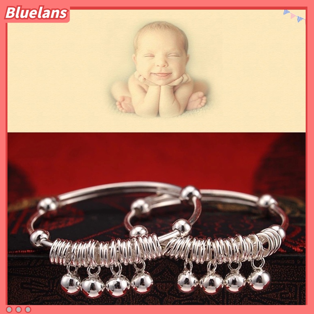 [BLS] Baby Bayi Perak Berlapis Adjustable Bell Bangle Tangan Kaki Gelang Perhiasan Hadiah