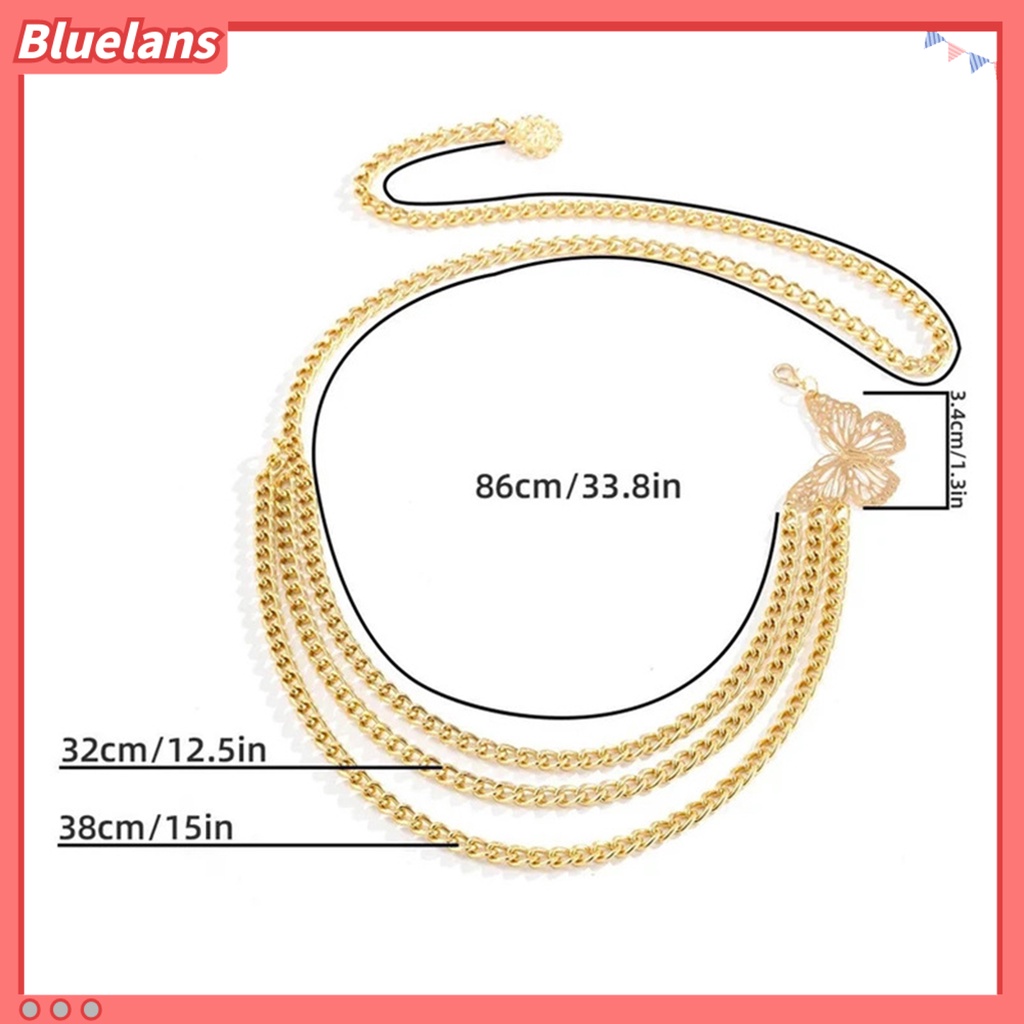 [BLS] Butterfly Waist Chain Pengerjaan Halus Menarik Praktis All-Match Fashionable Adjustable Aluminium Metal Butterfly Waist Chain Untuk Panggung