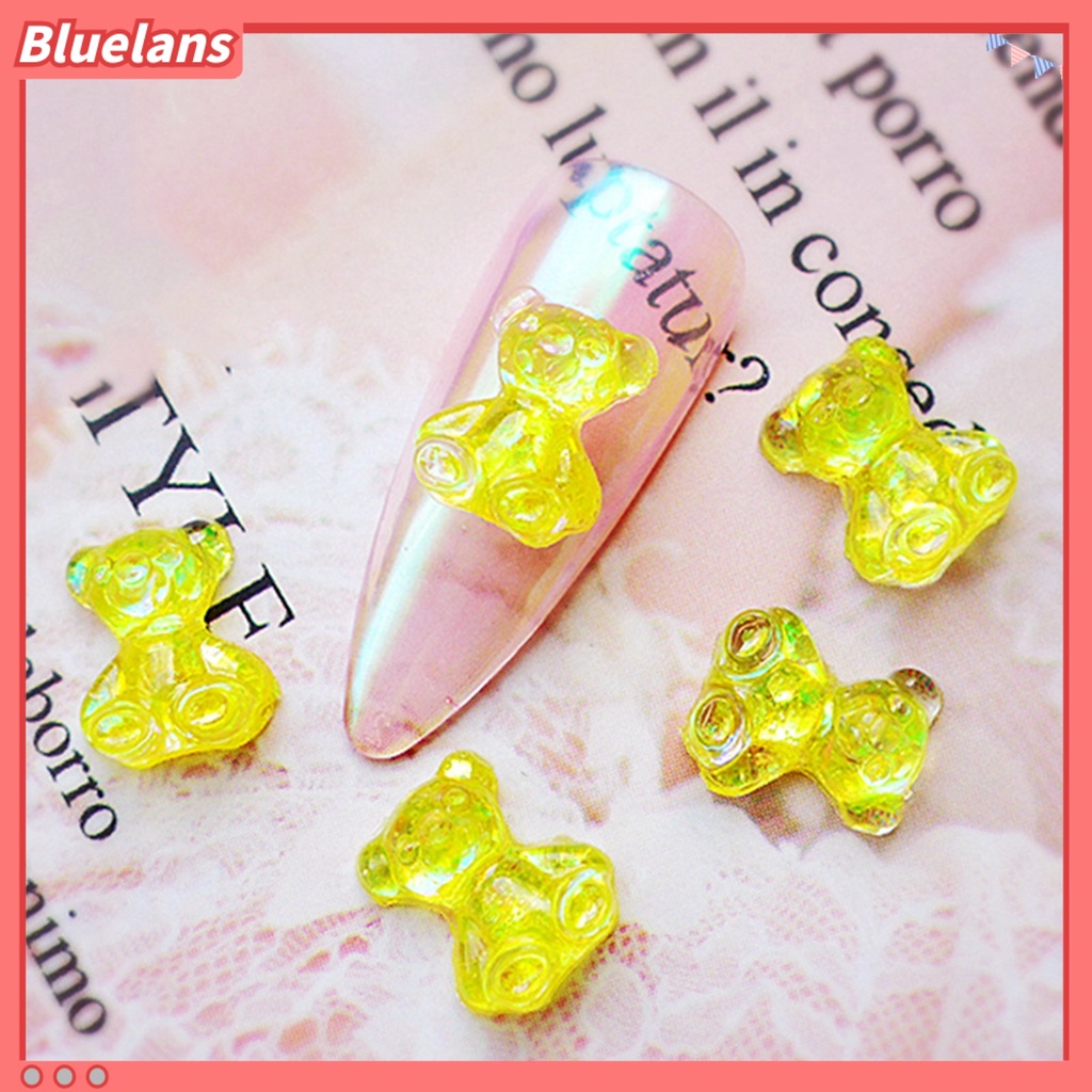 [BLM] Stiker Sequin Nail Art Resin Motif Beruang Berkilau Untuk DIY