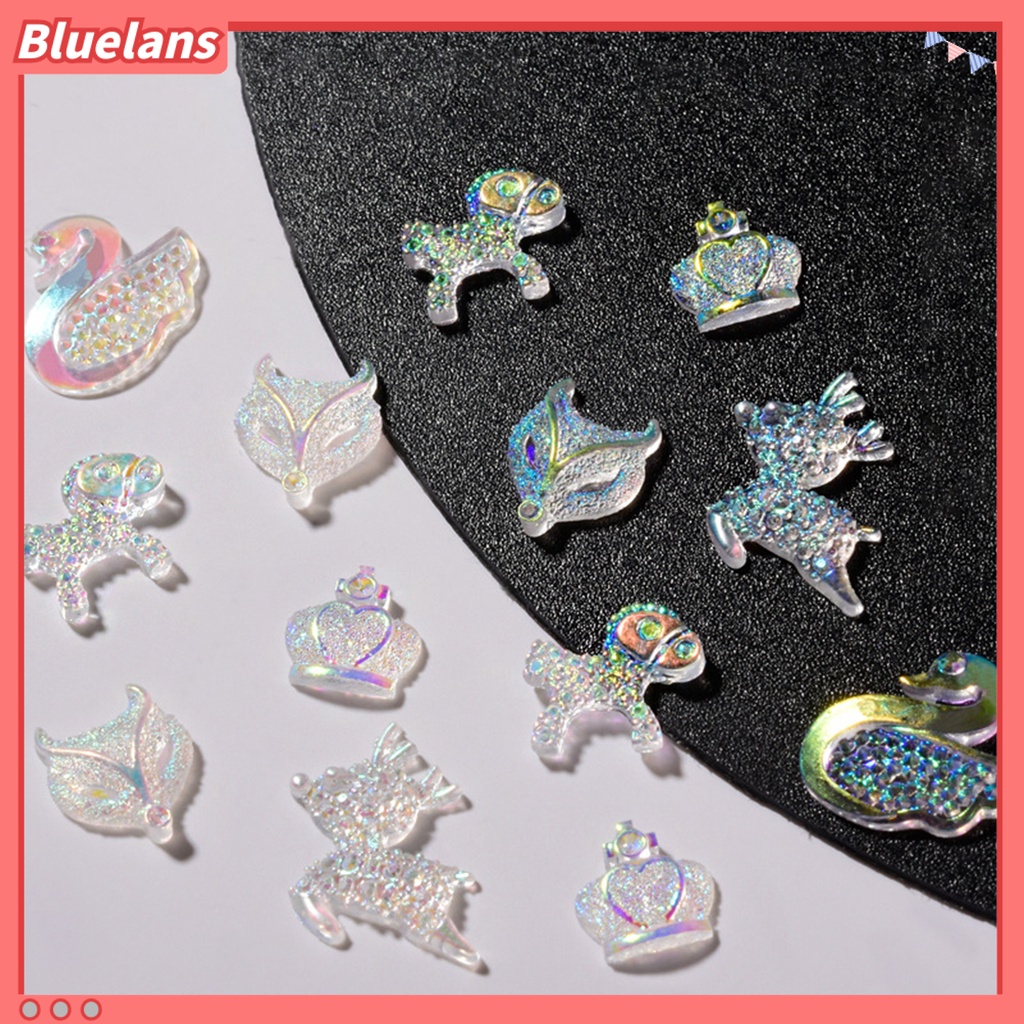 [BLM] 30pcs /Pack Dekorasi Kuku Mahkota Bentuk Hewan Flat Bottom Resin Nail Art Rhinestones Jewelry Untuk Desain Kuku