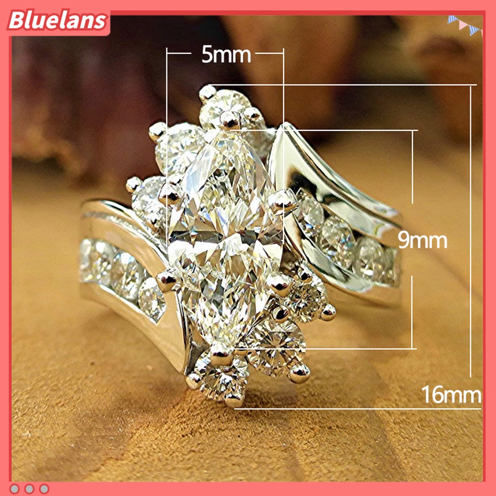 [BLS] Fashion Cincin Sparkling Kreatif Bentuk Shiny Efek Visual Tidak Iritasi Mudah Dipakai Zirkon Hias Bersinar Jari Cincin Wanita Perhiasan Pernikahan Hadiah Ulang Tahun