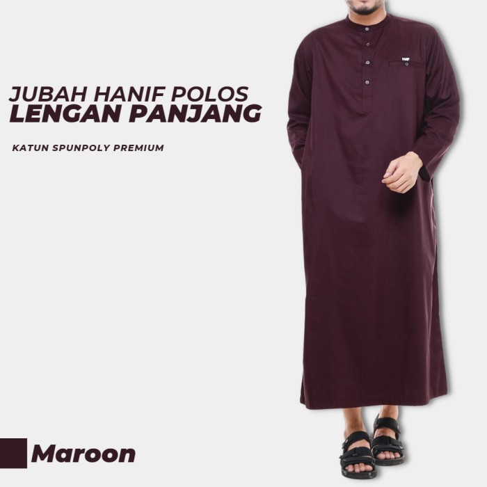 Jubah Pria Arab Pakistan Premium Lengan Panjang Polos Bahan Premium Hanif Moslem Industries Original
